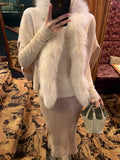 Winter Barse_Little Rich Fox Fur Collar Wool Cloak Sweater