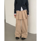 Spring And Summer Design Can Be Opened 100 Folding Skirt Lace With Two Sets Of Trousers Solid Color Loose Lace Slacks 3 Colors