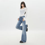 Micro-Tugging Cowboy Loose Trousers Trend Autumn And Winter New Daily Niche 2025 Retro Blue Mop