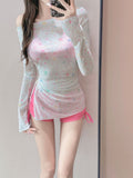 2026 New Split Swimsuit Women's Seaside Vacation Senior Swimsuit Long-Sleeved Hooded Sunscreen Three-Piece Set Sexy Pure