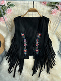Vintage Bohemian Vest Women's Summer Tuxedo Embroidery Design Small Chic Light Luxury Blouse Tide