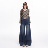 2026 Vintage Blue Bamboo Festival Straight Jeans Women's Design Sense Of The New Narrow Version Of Broad-Legged Thin Drag Pants