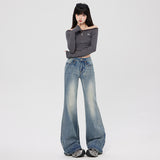 2025 Autumn New Retro Low-Rise Bamboo Pattern Design Does Not Stick To Leg Thin Horn Trousers Trousers Trousers Trousers