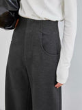 [Share The Good Things] 2025 New Autumn And Winter Banana Pants Women High-Waisted West Pants Dark Gray Loose Broad Leg Pants