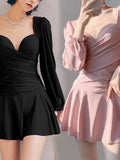 Strict New Pure Wind Seaside Dopamine Wearing Thin Sleeve Dress-Style Swimsuit Women's Bo Lis 85