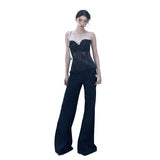 25 Years Of Spring And Summer New Elasticity Thin Feeling Slightly Loose Horn Knitted Casual Pants Women Black Trousers Snow Neil
