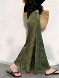 Vintage Temperament Edgy Skirt Green Loose Flower Pattern Long Dress 2026 Spring New Match