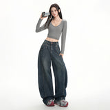 Vintage Wide-Legged Jeans Women Loose Thin-Skinny 2025 New Drag Trousers Without Belts