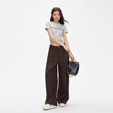 2026 Autumn Languid Wind Wide Leg Pants Women Loose Fall Feeling Folding Casual Straight Trousers Women