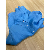 CHAO Grade Recommendation! Old Money Style Blue Silk Linen Shirt Women's Summer Thin Breathable Sunscreen Top
