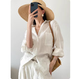French Klein Blue Linen Sunscreen Shirt Women's Spring And Summer Thin Languid High-Grade Cotton T-Shirt Jacket