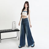 Wash Retro Subculture Black Gray Broad-Legged Jeans Women Sweeping Pants Elephant Leg Trousers Feet On The Feet