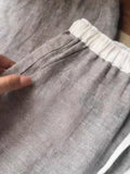CHAO Class Recommendation! Old Money Style High Sense ~ Gray Splicing Tight Waist Rope Design Linen Broad Leg Pants