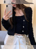 Special Yarn Heavy Industry Lingg Trink Flowers Knitted Shirt Coat + Vest Women Spring And Summer