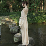 Chinese Fried Color Style Three-Dimensional Cutting Asymmetric Design New Chinese Dress