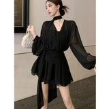 French Sexy Design Feeling Waist Slightly With Long-Sleeved Dress 2026 Spring And Autumn New Sexy A Skirt