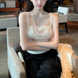 Milk Mint Hand-Cooked Knitted Vest + Shirt Jacket Female Autumn White
