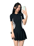 Swimsuit Female High Sense 2025 New Conservative Dress Masked Thin Sports Flat-Angled Hot Spring Swimming Suit