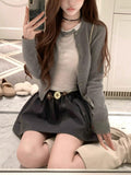 Show Up-Start Miu Fake Two Pineapple-Patrowed Woolen T-Shirt Half-Dressed