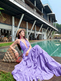 2026 Two Wearing Pure Lust Wind Hanging Back Linen Fairy Dress Seaside Lotus Leaf Side Hanging Dress