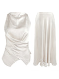 [Falling White Moon] Niche Design Feeld With A Thin Set With Fashion Two Sets Of Temperament Long Skirt