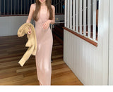Miss Ritz_This Issue Of Lace V-Neck Sling/Sling Skirt/100-Fold Dress Dress Spring And Autumn High-End Feeling