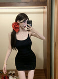 9114 #People Cotton-Buffed Dress Women's Dress Black Sexy Sleeveless Tight Bottom Slings Slings Short Skirts