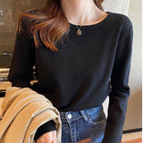 White Knitted Women's Spring And Autumn Bottoming Suit With A New Thin Top In The Early Autumn Of 2025 Autumn And Winter Sweater
