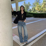 2026 Spring New Products Express Retro Low-Rise Wash Easy Straight Jeans Embroidery Design