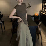 Old Money Style High-End Sense Short-Sleeved Knitted Shirt T-Shirt Woman 2025 Summer French Body Repair Small Flying Sleeve Ice Blouse Inside