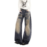 Men And Women The Same YKK Water Wash Old Cat Be Folded Folded Bamboo Knot Loose Knife Trousers