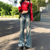 YC& Vintage Water Wash Low-Rise Hottie Horned Pants Lay Sense Of Early Autumn Jeans Women & Long Pants