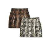 Light Luxury Texture Snake-Shaped Leather High-End Skirt High-Rise Thin Wild Python Retro Temperament A Short Skirt