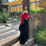 Vintage High-Waisted Loose Broad-Legged Trousers Mowing Folded And Thin Straight Jeans Women's Early Fall 2025