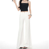 White High-Waisted Elastic Micro-Tipped Jeans Women In Spring 2026 New Non-Legged Thin Drag Trousers