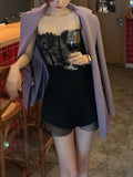 Summer New French Retro Blouse Lace Black Shorts Two Sets Of Retro Style