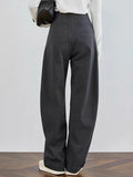 [Share The Good Things] 2025 New Autumn And Winter Banana Pants Women High-Waisted West Pants Dark Gray Loose Broad Leg Pants