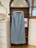 CHAO Class Recommendation! Light Blue Linen Jeans Women 2026 Summer New Pumping Design Wide Leg Pants