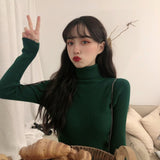 High-Necked Sweater Women 2025 Autumn And Winter Yangqi Inside A Knitted Bottom Shirt Long-Sleeved Cover Solid Color Top Women's Clothing