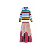 Yunnan Dalichuan West Xinjiang Grassland Tourism Wearing Female Colored Dopamine Sweater National Style Skirt Suit