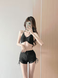 Strict 2026 Swimsuit Women's Split Hooded Shirt Dyed Three-Piece Cover Belly Thin Conservative Holiday Hot Springs Thin Belly
