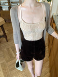 Comics Trousers Wearing Velvet Shorts Women Wearing Thin High Trousers Trousers Moss Shorts