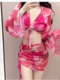 Bikini Four-Piece Bikini Swimsuit Women Split 2026 New Conservative Long-Sleeved Meat Cover Thin Swimsuit Women