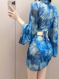 Yan Bikini Four-Piece Bikini Swimsuit Female Split New Long-Sleeved Thin Swimsuit Female Bolis 7080