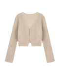 Kyoto Sweet Dream_Exquisite Yarn Yarn Staple Diamond V-Neck Dyed Horse Hairy Knitted Shirt Short Blouse Autumn