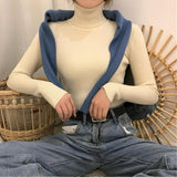 High-Necked Sweater Women 2025 Autumn And Winter Yangqi Inside A Knitted Bottom Shirt Long-Sleeved Cover Solid Color Top Women's Clothing
