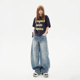 Vintage High-Waisted Loose Broad Leg Pants Sprying Sleek Trousers Spring And Summer Jeans Women & Trousers Lengthened