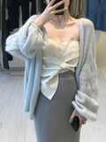 Autumn And Winter Women's London Holiday Coat Soft Glutinous Horse Sea Lantern Sleeve Knitted Cardigan Women's Top