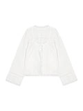 Zhong Lingyin Show Elegant Exquisite Details Feel Solid Color 100 Cotton Lace Shirt Women Summer T-Shirt