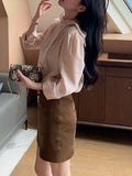 Shirt French Temperament Collar Strap Design Shirt Gentle Wind Simple Silk Top